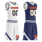 Custom White Blue Classic Style Reversible Basketball Uniform Personalized Ordinary BBJR-D017030