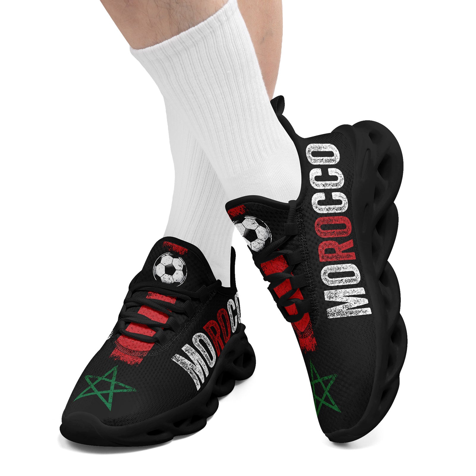Custom Morocco 2026 World Cup Sneakers DIY Country Flag Running Shoes Lightweight Sport Shoes Gift for Football Fans Personalized Team Name and Logo FN003-F009073-1