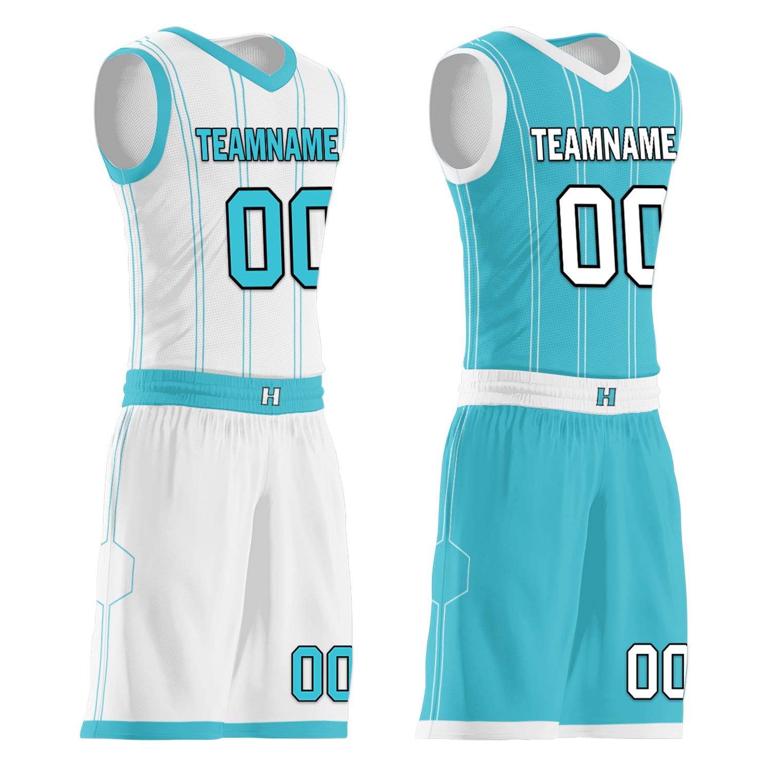 Custom White Blue Classic Style Reversible Basketball Uniform Personalized COOLMAX BBJR-D017013