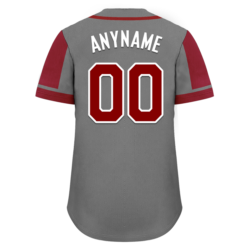Custom Gray Red Raglan Sleeves Personalized Authentic Baseball Jersey BSBJ01-D017177