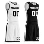 Custom White Black Classic Style Reversible Basketball Uniform Personalized COOLMAX BBJR-D017008