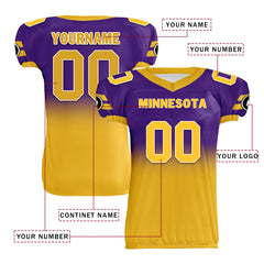 Custom Purple Yellow Fade Fashion Minnesota High-Performance American Football Jersey FBJ06-D020252-17