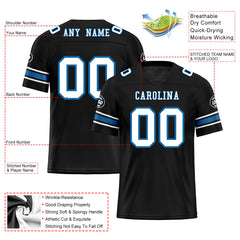 Custom Black Carolina Personalized Authentic Football Jersey FBJ02-D020256-3