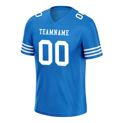 Custom Blue White Striped Sleeves Personalized Authentic Football Jersey FBJ02-D06038