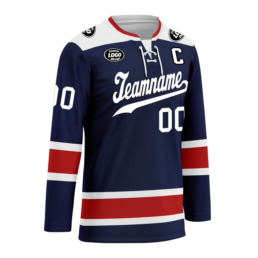 Custom Blue Red Personalized Hockey Jersey HCKJ01-D0a70f0