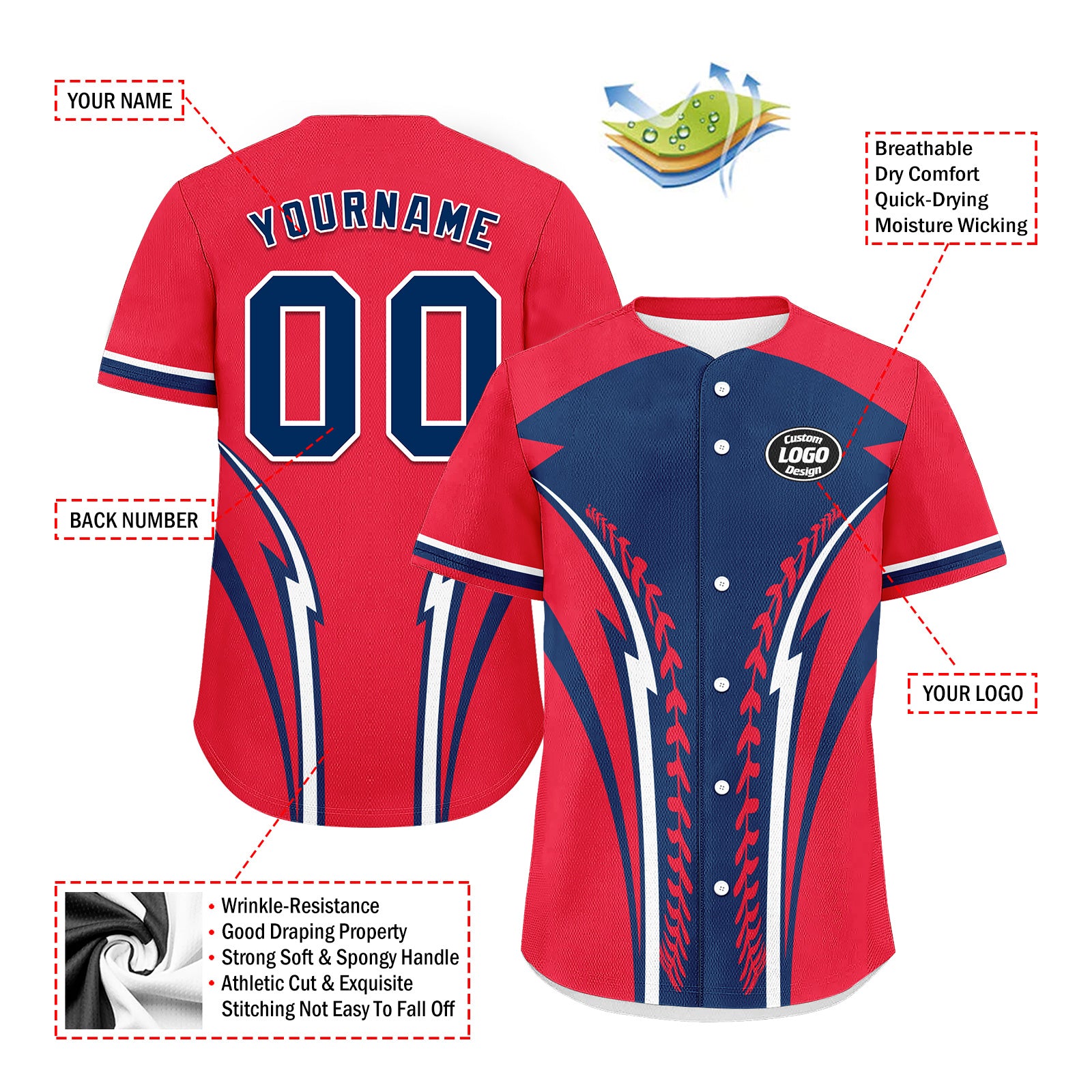 Custom Personalized Authentic Baseball Jersey BSBJ01-E023019-9