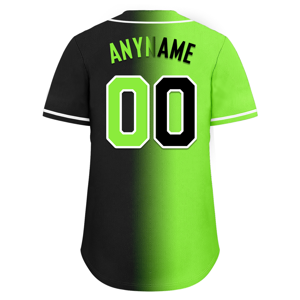 Custom Green Black Gradient Fashion Personalized Authentic Baseball Jersey BSBJ01-D0a709c