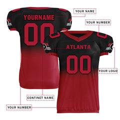 Custom Black Red Fade Fashion Atlanta High-Performance American Football Jersey FBJ06-D020252-3