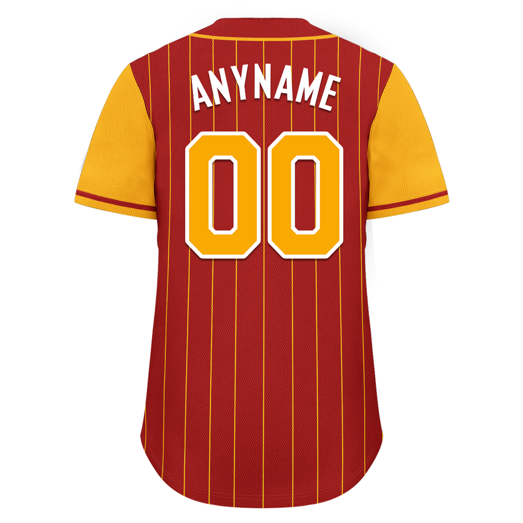 Custom Red Yellow Stripe Fashion Personalized Authentic Baseball Jersey BSBJ01-D017221