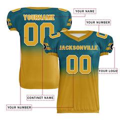 Custom Green Yellow Fade Fashion Jacksonville High-Performance American Football Jersey FBJ06-D020252-16