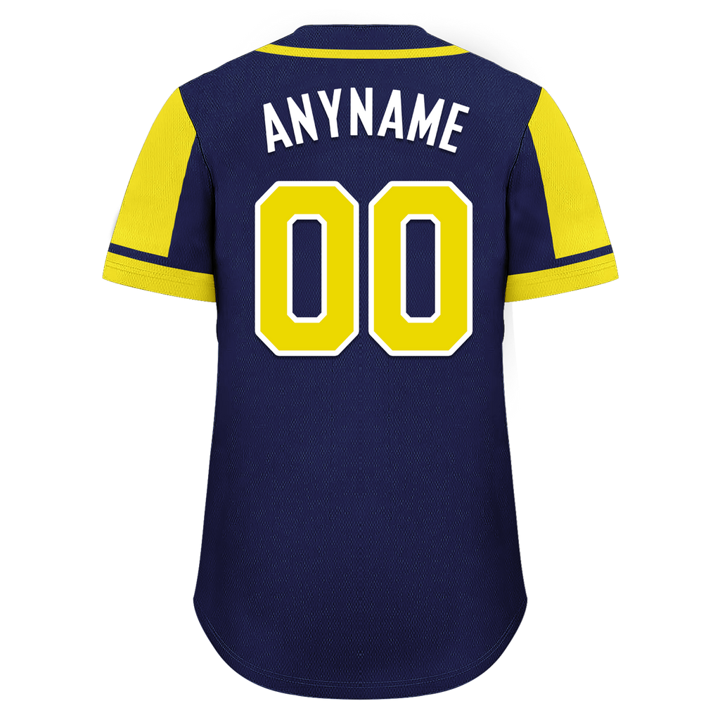 Custom Blue Yellow Raglan Sleeves Personalized Authentic Baseball Jersey BSBJ01-D017182
