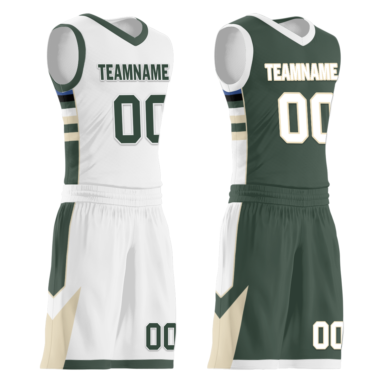 Custom White Green Classic Style Reversible Basketball Uniform Personalized Ordinary BBJR-D017010