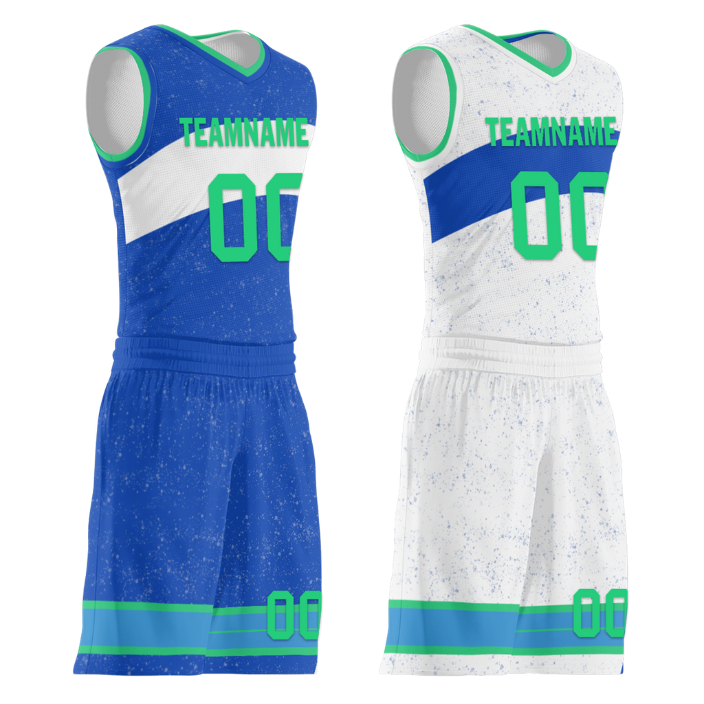 Custom Blue White Classic Style Reversible Basketball Uniform Personalized Ordinary BBJR-D017009