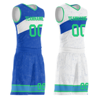 Custom Blue White Classic Style Reversible Basketball Uniform Personalized Ordinary BBJR-D017009