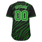 Custom Black Forest Green Zebra Pattern Personalized Authentic Baseball Jersey BSBJ01-D020201-25