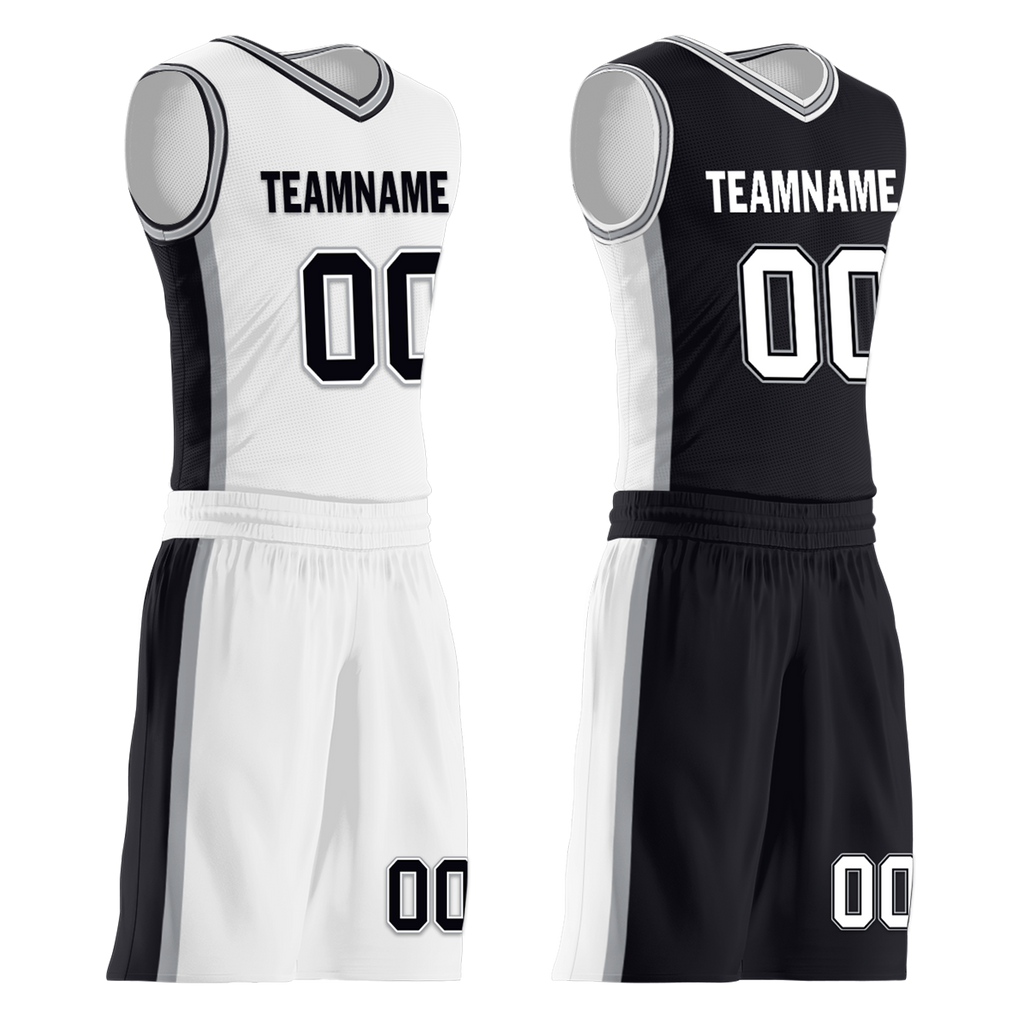 Custom White Black Classic Style Reversible Basketball Uniform Personalized Ordinary BBJR-D017051