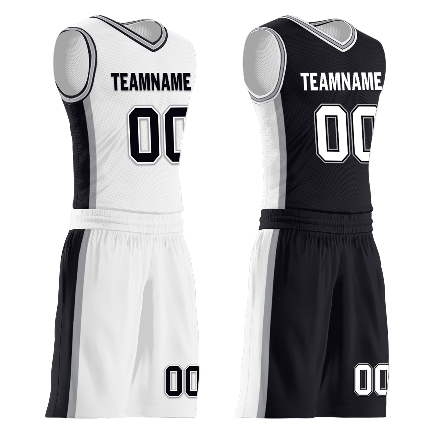 Custom White Black Classic Style Reversible Basketball Uniform Personalized Ordinary BBJR-D017051