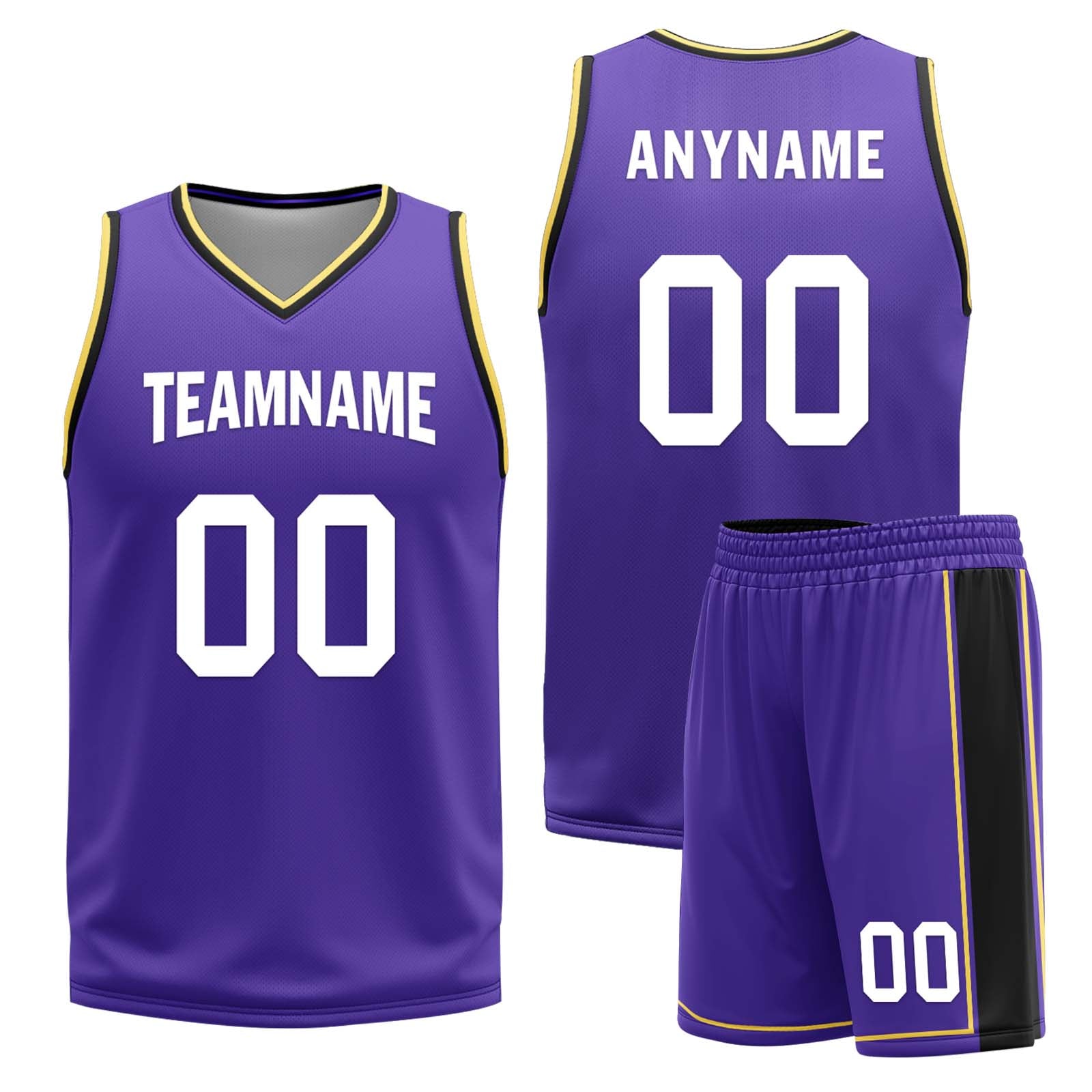 Custom Black Purple Los Angeles City Edition Personalized Reversible Basketball Set Sports Basketball Jersey BBJ01R-D0610-14-COOLMAX