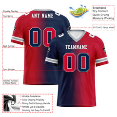 Custom Red Blue Massachusetts Personalized Authentic Football Jersey FBJ02-D028017-29