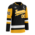 Custom Black Yellow Personalized Hockey Jersey HCKJ01-D0a7009