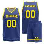 Custom Navy Blue Red Gold Golden State City Edition Personalized Reversible Basketball Set Sports Basketball Jersey BBJ01R-D0610-10-COOLMAX
