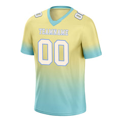 Custom Cream Turquoise Fade Fashion Personalized Authentic Football Jersey FBJ02-D06106