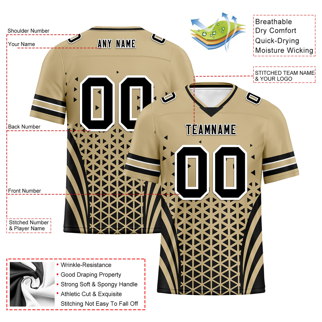 Custom Beige Black Louisiana Personalized Authentic Football Jersey FBJ02-D023033-19