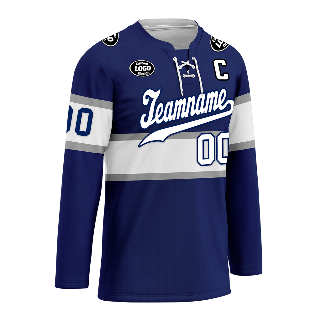 Custom Blue White Personalized Hockey Jersey HCKJ01-D0a70bd