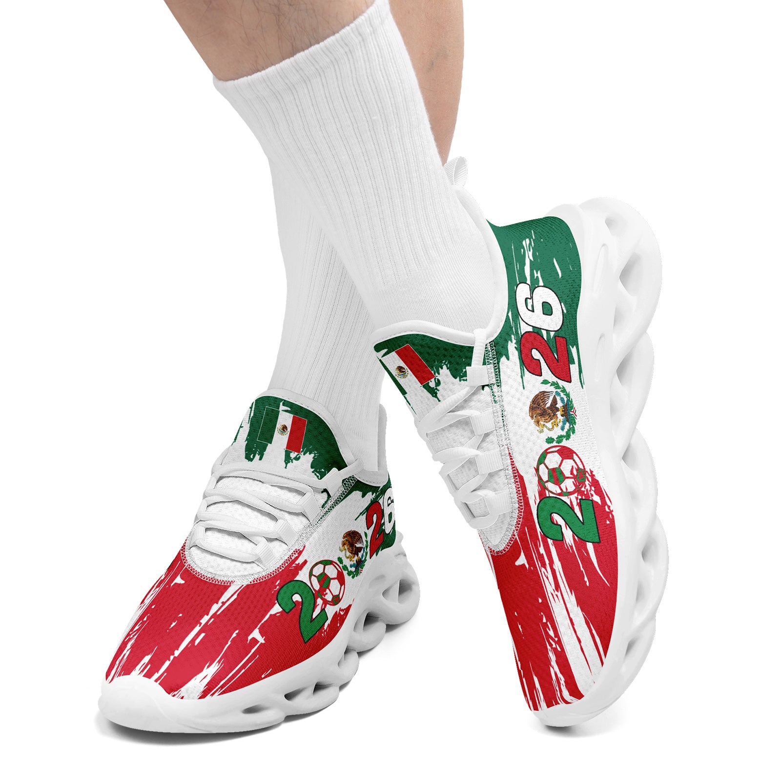 Custom 2026 World Cup Mexico Sneakers DIY Country Flag Running Shoes Lightweight Sport Shoes Gift for Football Fans Personalized Team Name and Logo FN003-F023045-1