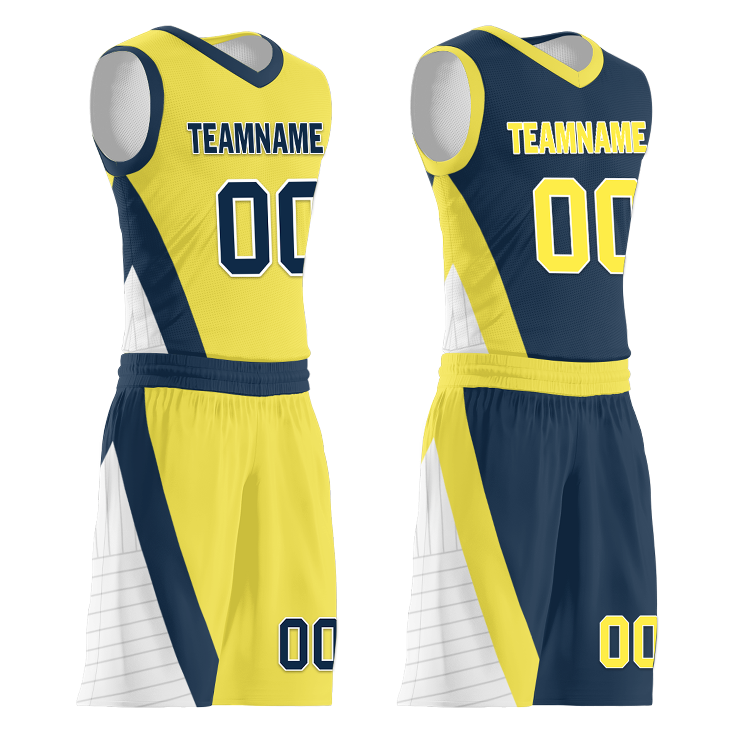 Custom Yellow Blue Classic Style Reversible Basketball Uniform Personalized Ordinary BBJR-D017060