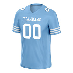 Custom Blue White Striped Sleeves Personalized Authentic Football Jersey FBJ02-D06037