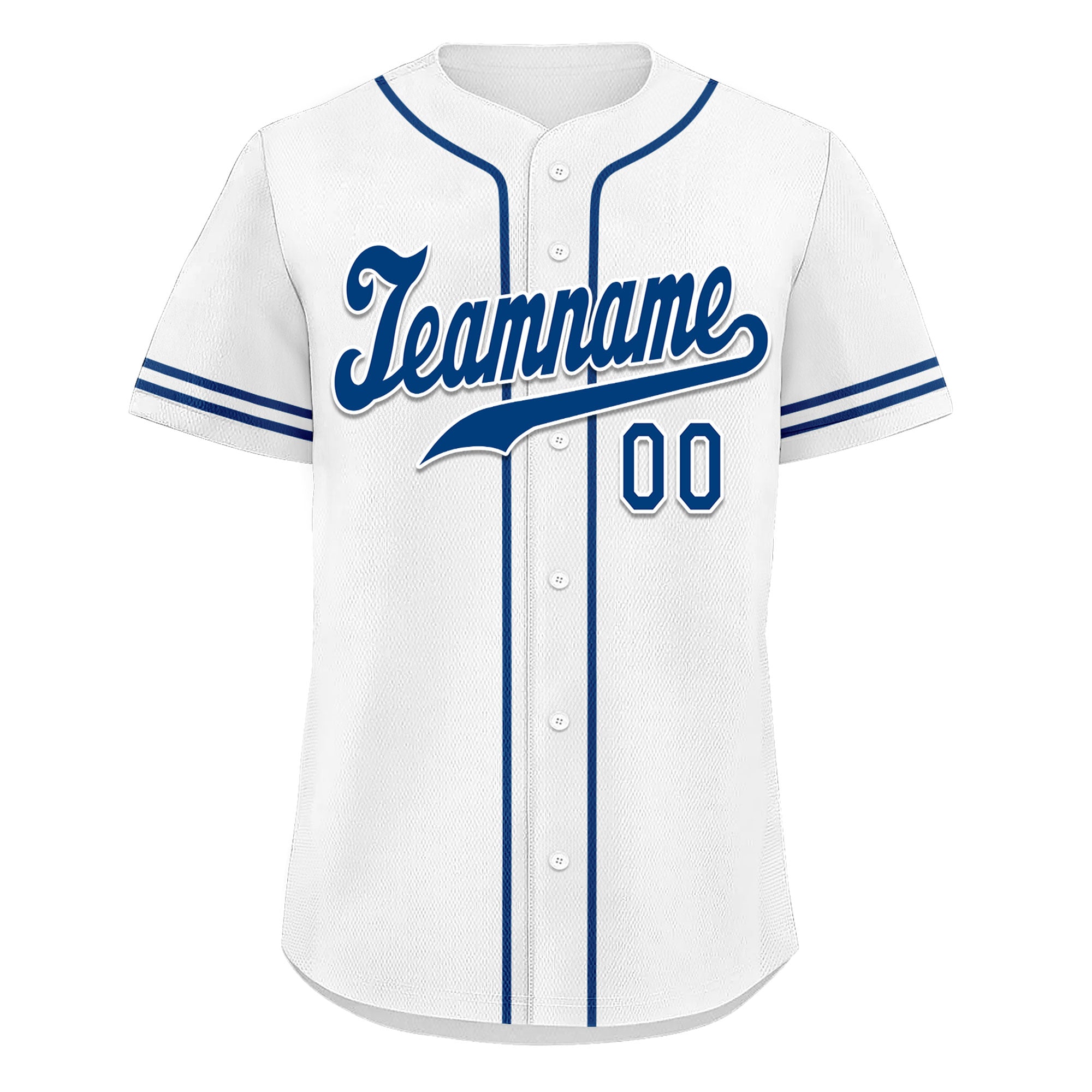 Custom White & Blue Embroidered Baseball Jersey