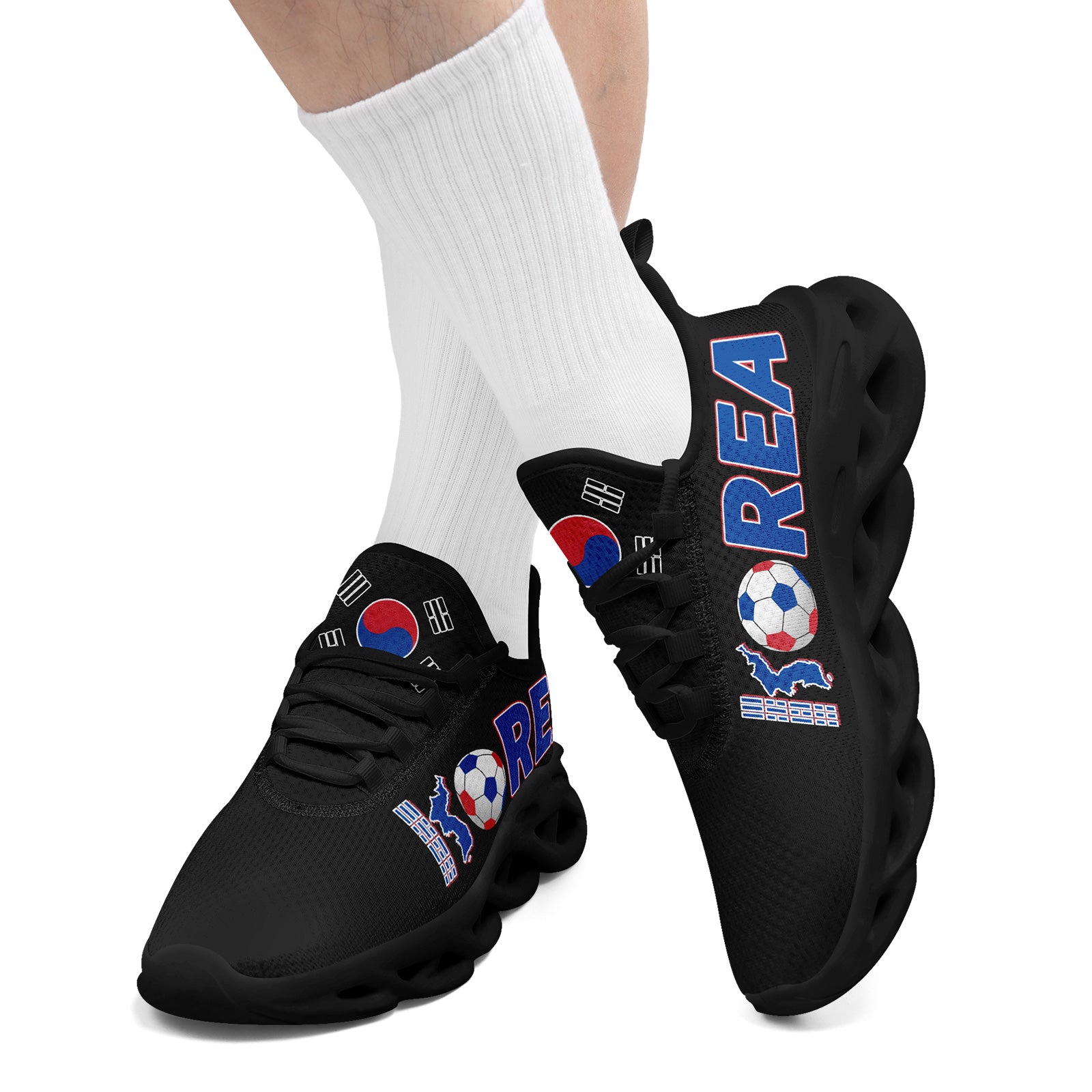 Custom South Korea 2026 World Cup Sneakers DIY Country Flag Running Shoes Lightweight Sport Shoes Gift for Football Fans Personalized Team Name and Logo FN003-F009054-2