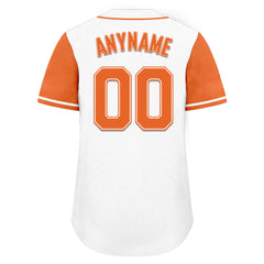 Custom White Orange Raglan Sleeves Personalized Authentic Baseball Jersey BSBJ01-D020200-3