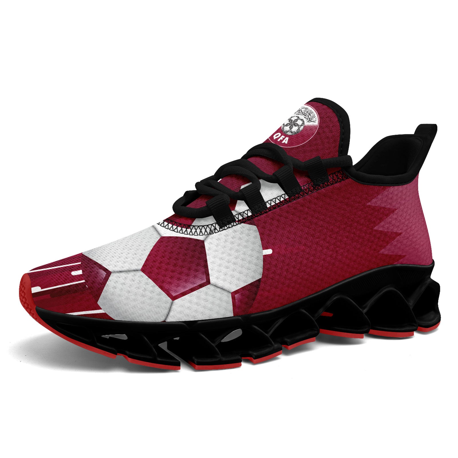 Custom Qatar 2026 World Cup Sneakers DIY Country Flag Running Shoes Lightweight Sport Shoes Gift for Football Fans Personalized Team Name and Logo FN003XD-F020030-3