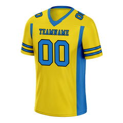 Custom Lemon Yellow Striped Sleeves Personalized Authentic Football Jersey FBJ02-D06051