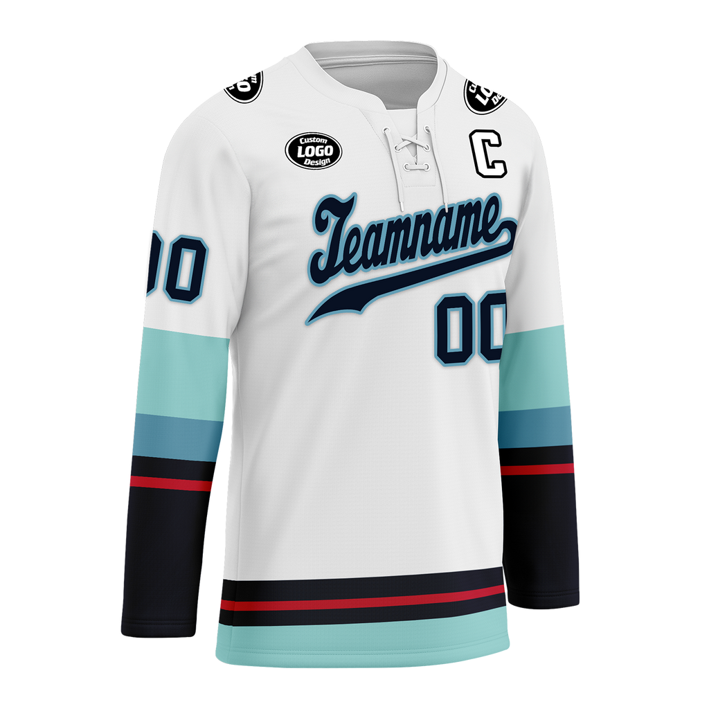Custom White Blue Personalized Hockey Jersey HCKJ01-D0a70da