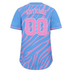 Custom Blue Pink Zebra Pattern Personalized Authentic Baseball Jersey BSBJ01-D020201-17