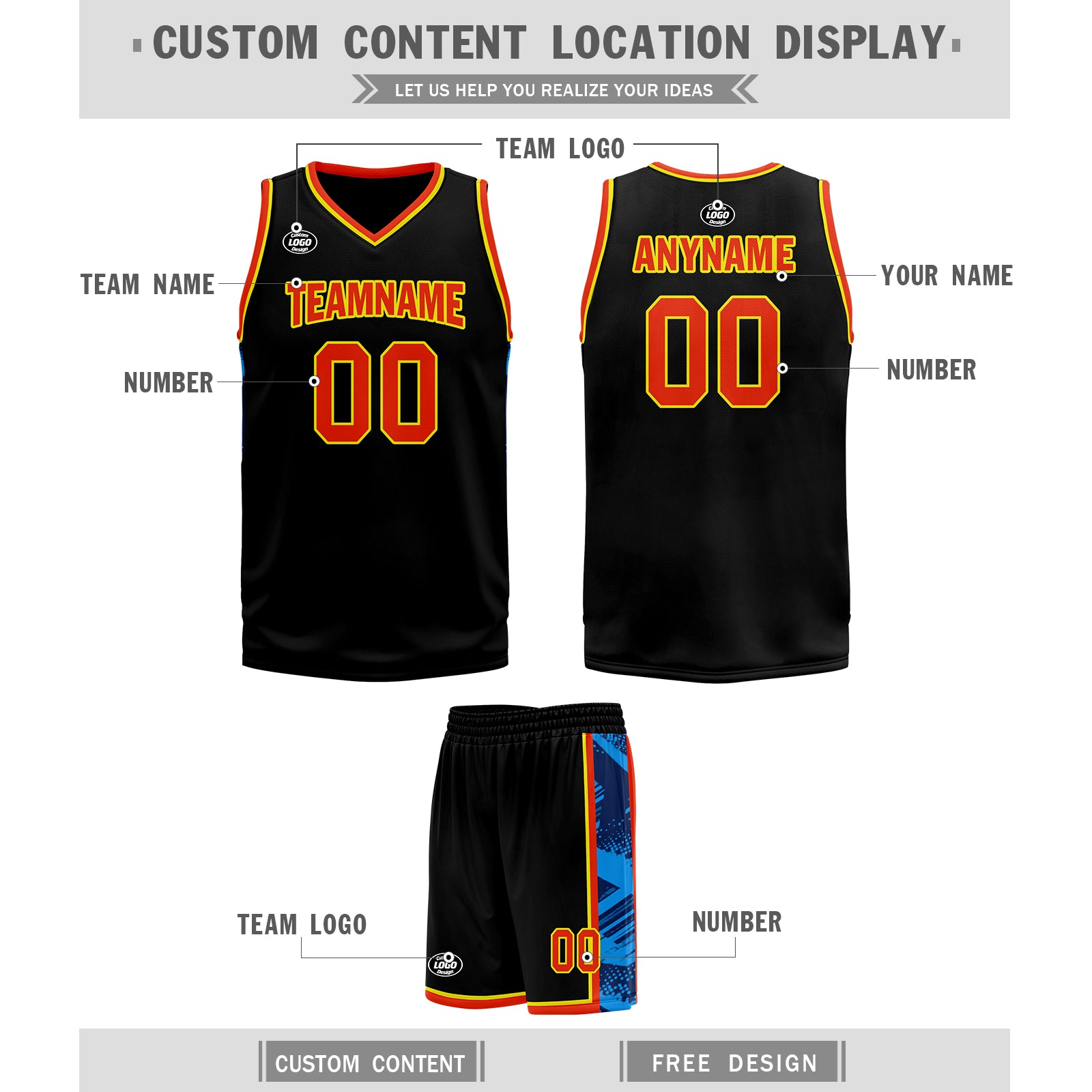 Custom Black Blue Orange City Edition Personalized Sports Uniform Authentic Basketball Jersey BBJ01-D06101-21