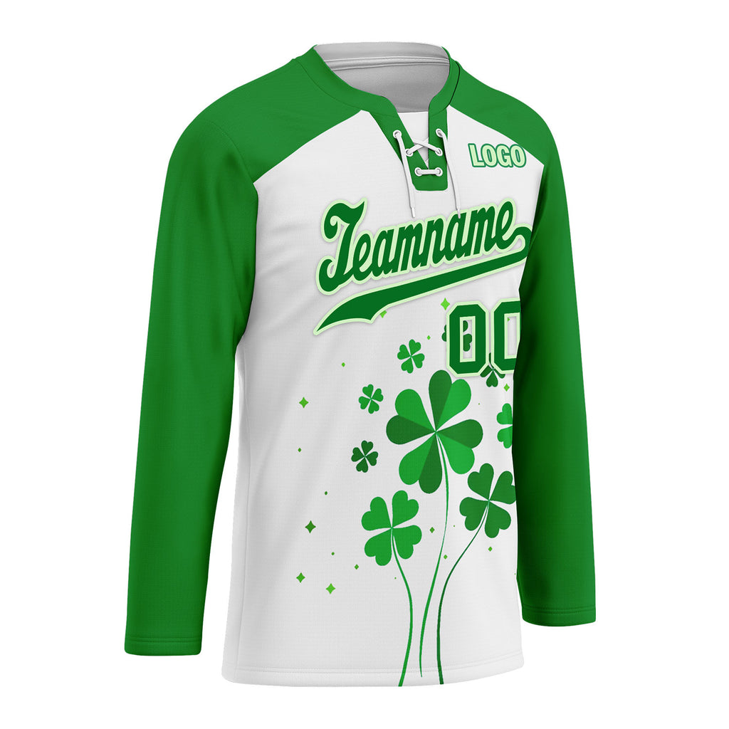 Custom Four-leaf clover Personalized Hockey Jersey HCKJ01-E0615-2