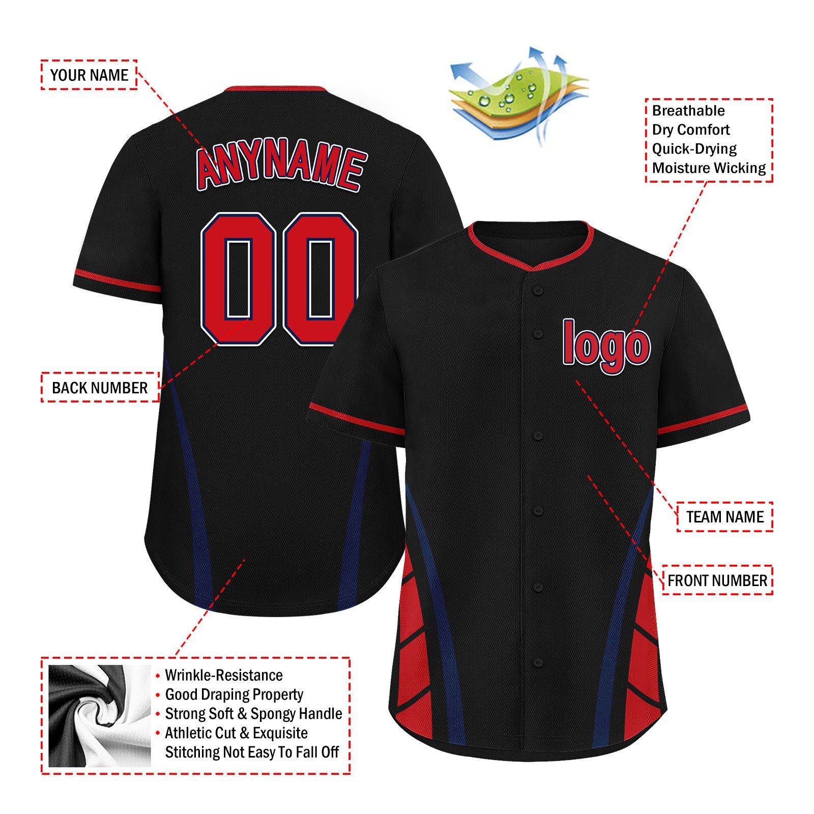 Custom Massachusetts Personalized Authentic Baseball Jersey BSBJ01-E06042-5Q