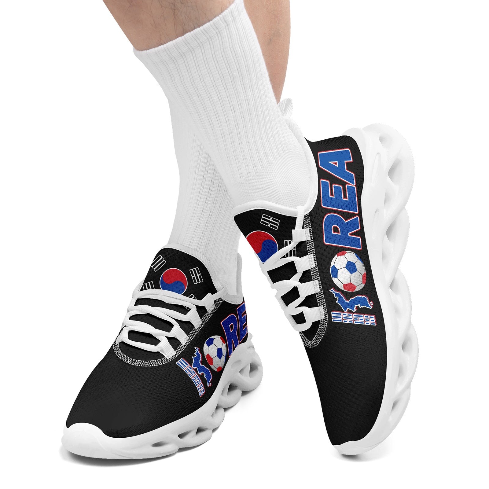 Custom South Korea 2026 World Cup Sneakers DIY Country Flag Running Shoes Lightweight Sport Shoes Gift for Football Fans Personalized Team Name and Logo FN003-F009054-2