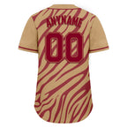 Custom Burgundy Tan Zebra Pattern Personalized Authentic Baseball Jersey BSBJ01-D020201-8