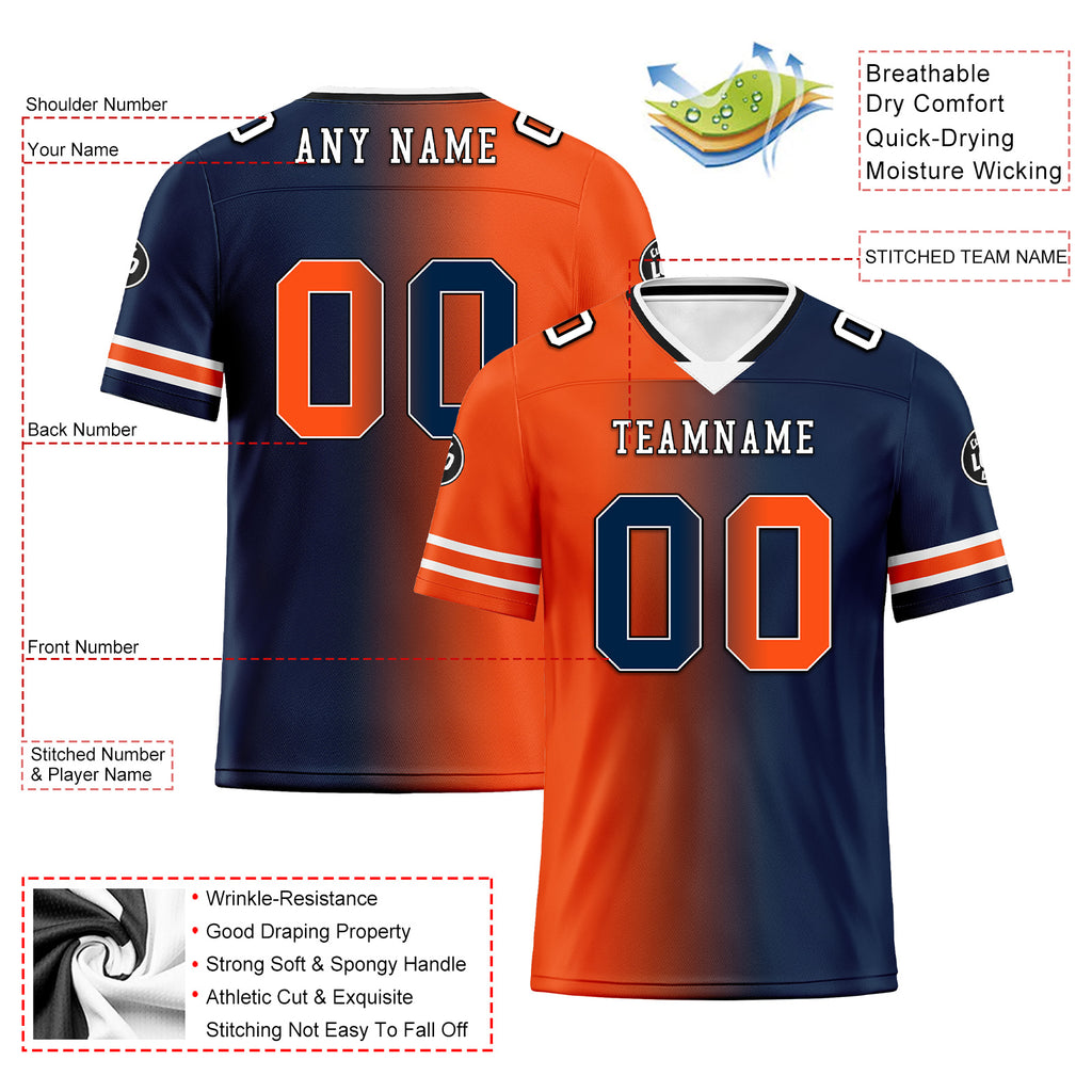 Custom Blue Orange Colorado Personalized Authentic Football Jersey FBJ02-D028017-21