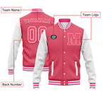 Custom Pink White Waterproof Jacket Bomber Full-Snap Varsity Letterman Personalized Jacket FZ007CD-D020316-14
