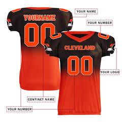 Custom Brown Orange Fade Fashion Cleveland High-Performance American Football Jersey FBJ06-D020252-8