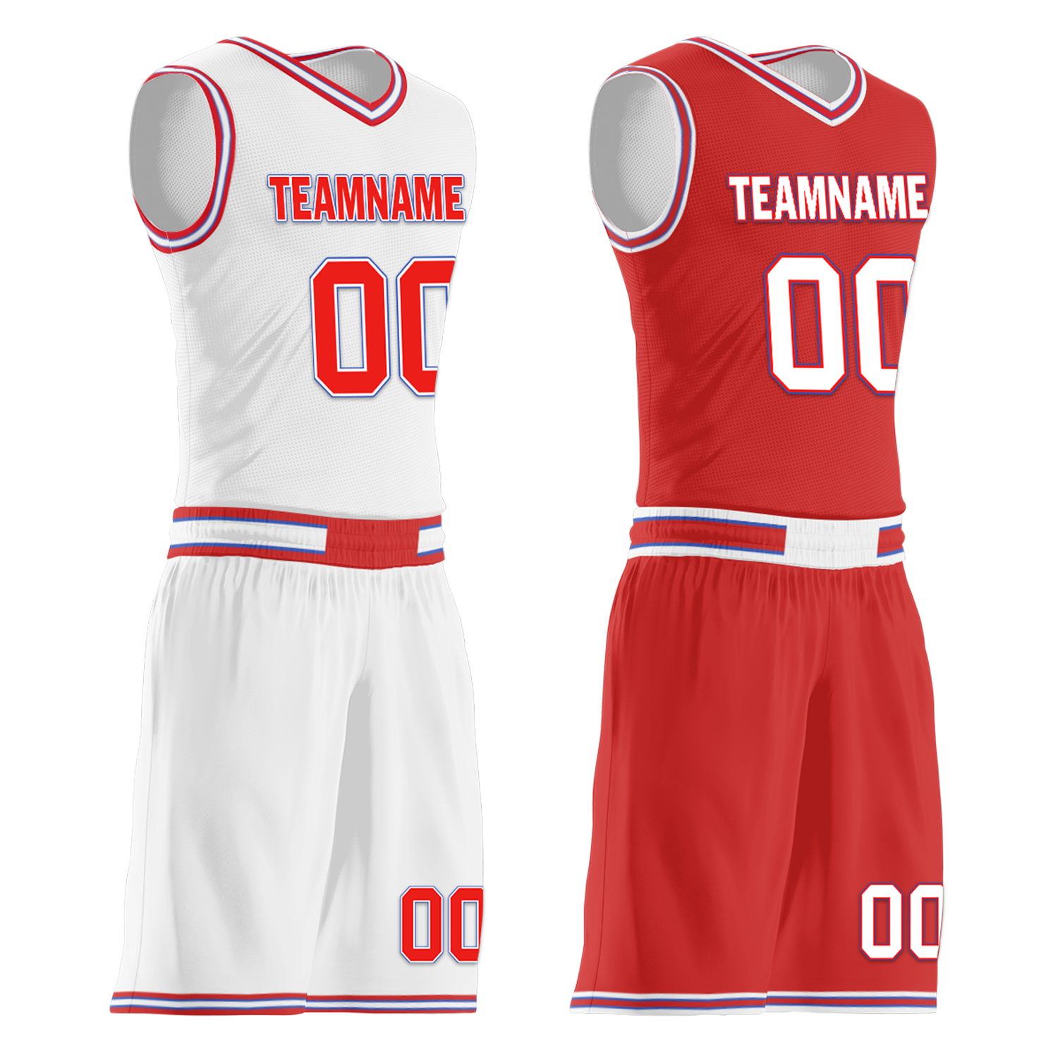 Custom White Red Classic Style Reversible Basketball Uniform Personalized Ordinary BBJR-D017041