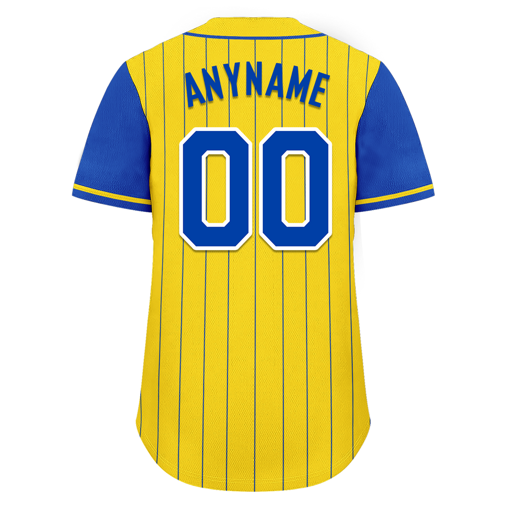 Custom Yellow Blue Stripe Fashion Personalized Authentic Baseball Jersey BSBJ01-D017240