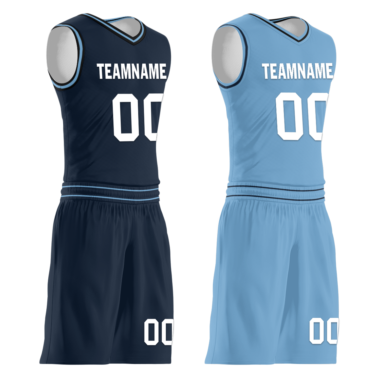 Custom Blue Classic Style Reversible Basketball Uniform Personalized COOLMAX BBJR-D017032