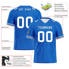 Custom Blue Detroit Personalized Authentic Football Jersey FBJ02-D020263-11